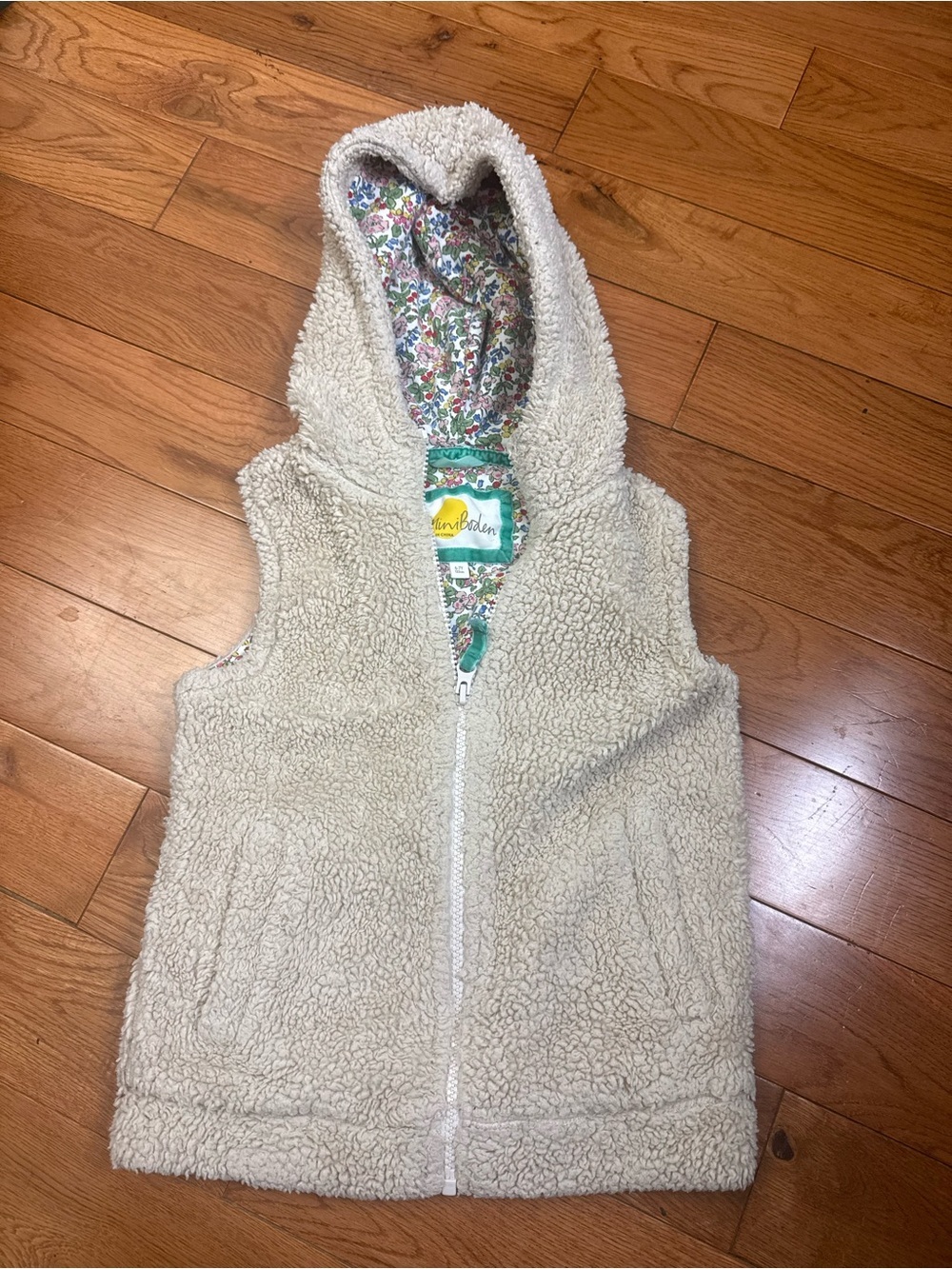 Mini Boden Girls Sherpa Hooded Vest